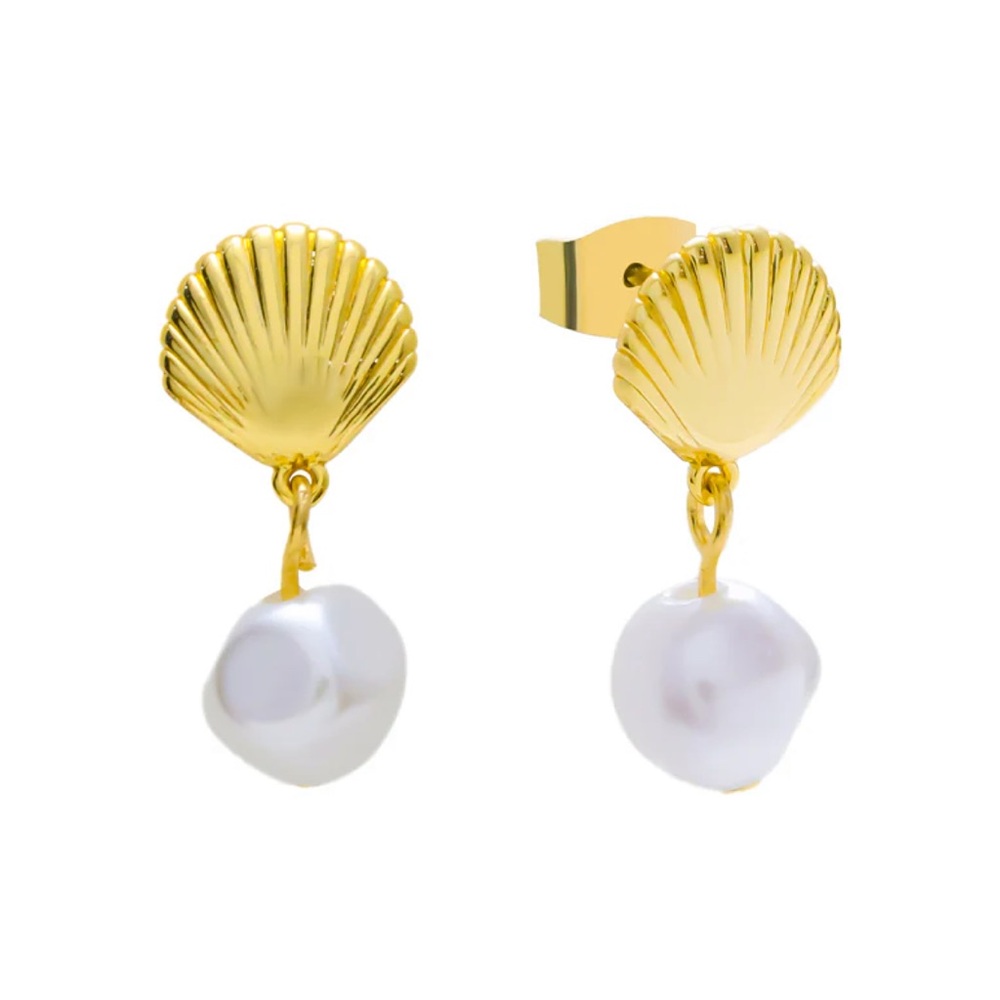 ⭐️(3/$25) NWOT EVRY JEWELS Gold Shell Pearl Earrings